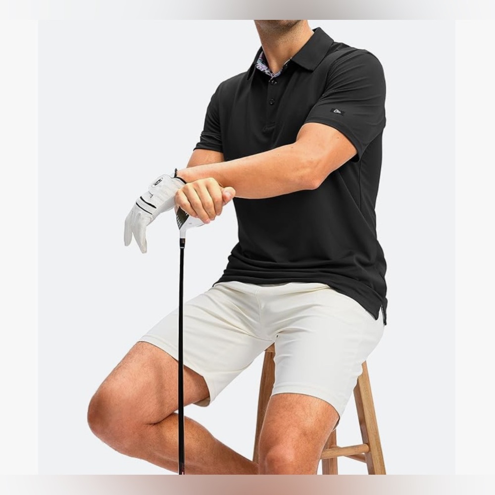 Obla Men's Golf Shirt Short Sleeve Moisture Wicking Solid Performance